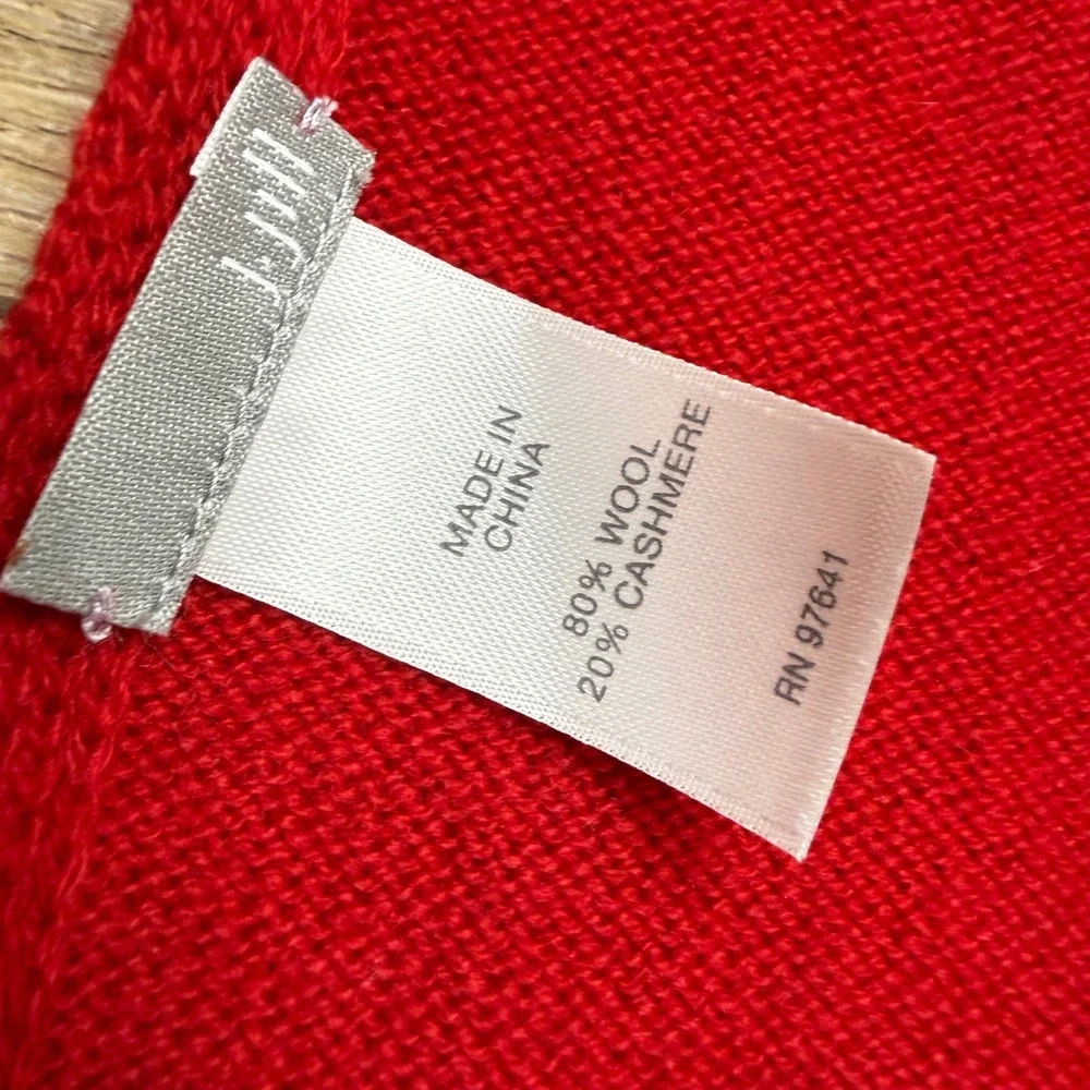 J. Jill Red Wool Cashmere Blend Knit Wrap Scarf Big Oversized Cozy Soft Scandi - Picture 2 of 4